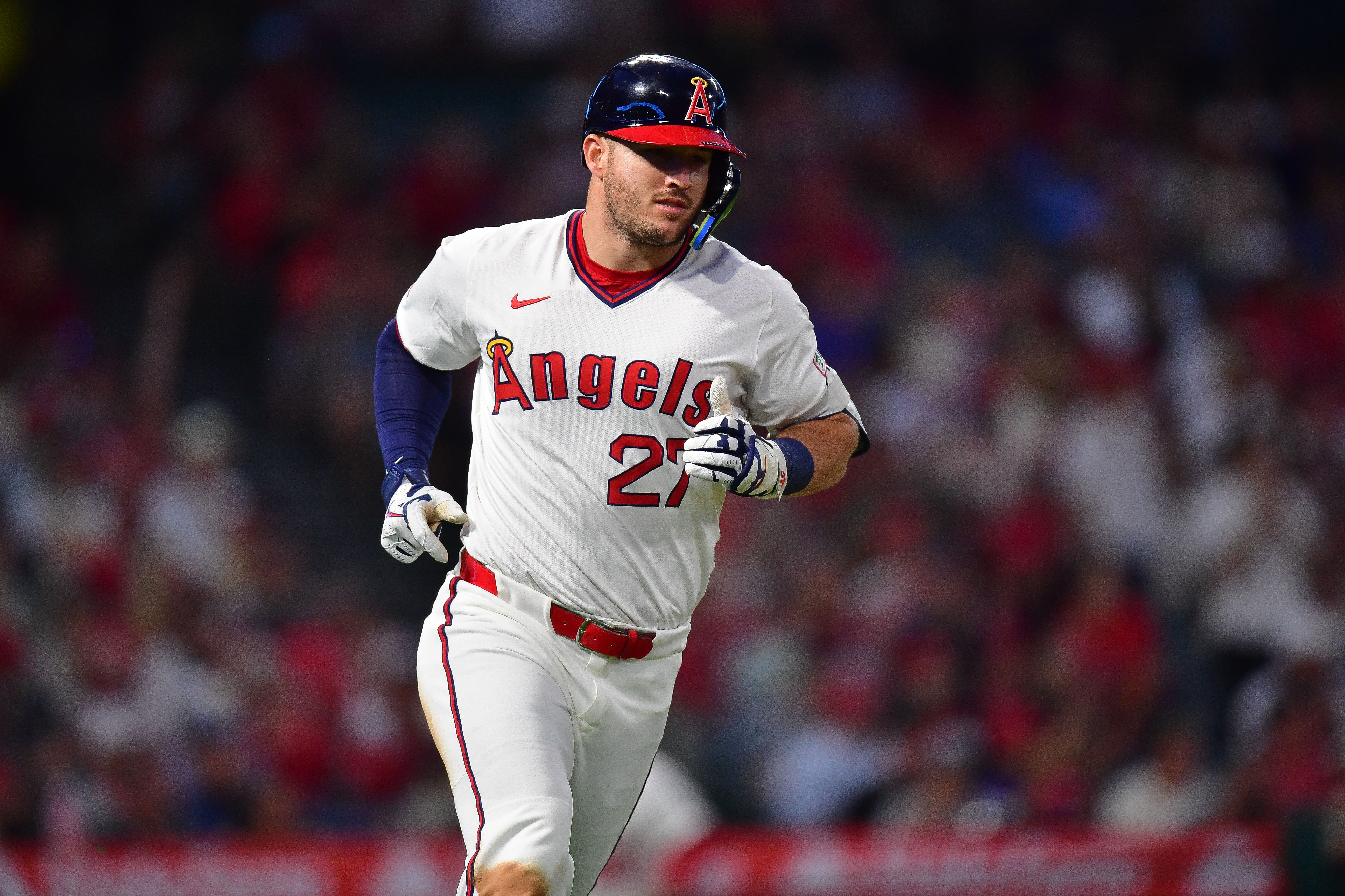 Mike Trout is locked in and ready to launch one tonight (Credits: IMAGN)
